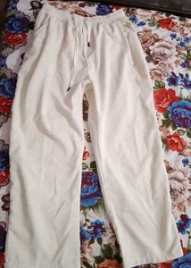 Cream Corduroy Wide Leg Pants
