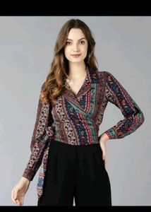 ZNX CLOTHING Floral Print Wrap Top