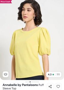 pantaloon Lime Solid Puff Sleeve Top
