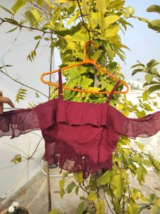 Maroon Ruffle Crop Top