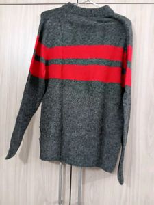 Striped Grey &amp; Red Sweater