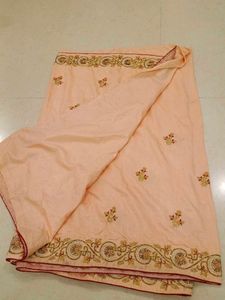 Elegant Peach Embroidered Saree