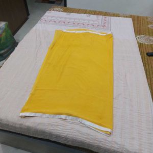 Bright Yellow Dupatta with White Border