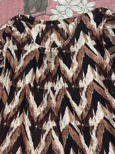 Stylish Brown &amp; White Print Top
