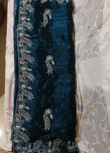 morpankhi colour Saree with blause hand work silve