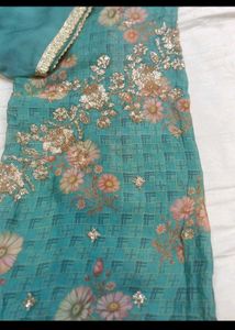 Teal Floral Kurta Set with Dupatta