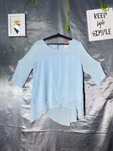 Light Blue Sheer Layered Top