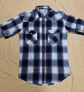 Men's Blue & White Checked Casual Shirt