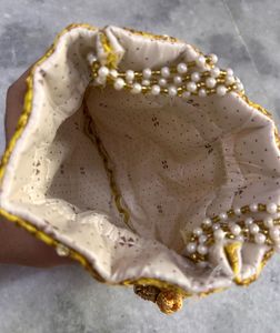 Embellished Yellow Potli Bag