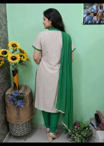 Elegant Cream and Green Kurta pick up 1