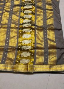 Elegant Grey &amp; Gold Saree