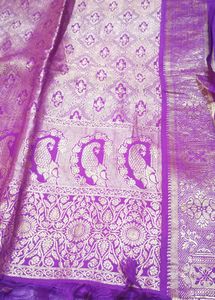 Vibrant Purple Silk Sare free blouse