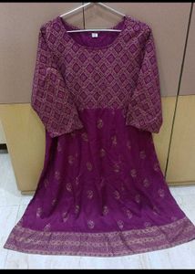 Elegant Purple & Gold Print Kurta