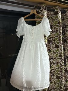 White Puff Sleeve Mini Dress