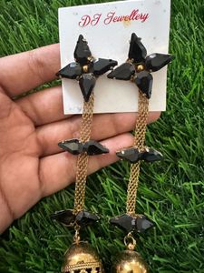 Elegant Black Jhumka Earrings