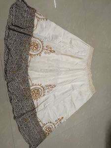 Cream Skirt | Embroidered Border