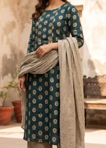 Elegant Teal Kurta Set with Dupatta