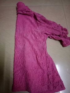 Pink Lace Open Front Shirt