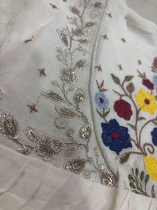 White Embroidered Anarkali Gown