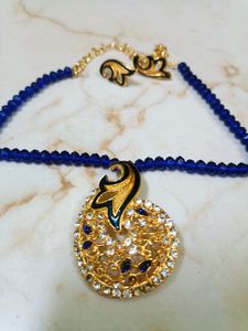Beautiful Blue Diamond Cut Beads Set With Earring