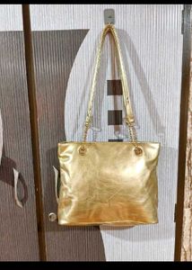 Shiny Gold Quilted Tote Bag