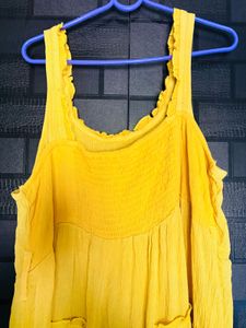 Vibrant Yellow Tiered Midi Dress