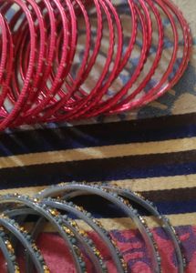 Set of Red and Grey Bangles