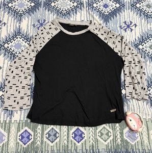 Black and Grey Raglan Sleeve T-Shirt
