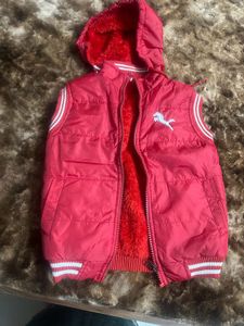 Without Sleeve Red Kids Wear Jacket
