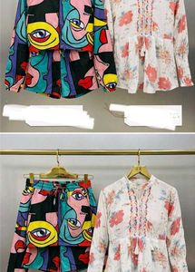 combo pack Abstract Print Crop Top & Shorts Set