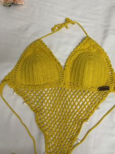 Yellow Crochet Halter Top