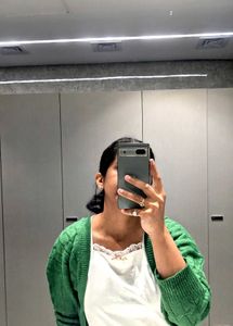 Green Knit Cropped Cardigan