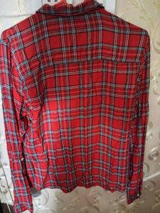 Red Plaid Button-Up Shirt