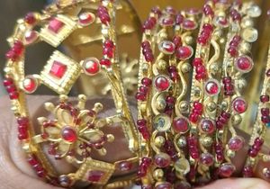 Gold and Ruby Bangle Set