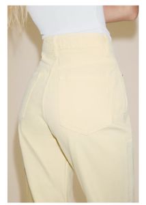 Pale Yellow Mom Fit High Waist Jeans