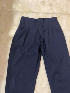 Navy Blue Pleated Trousers