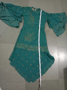 Elegant Teal Bell Sleeve Kurti