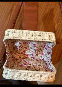 Woven Crossbody Bag with Leather Strap