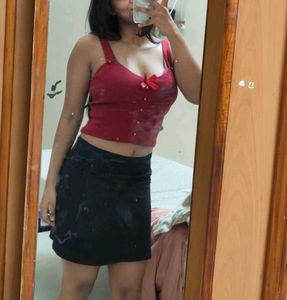 Cute Red Bow Crop Top