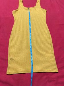 Girls Ribbed Sleeveless Dress – Mustard Yellow