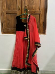 Elegant Red &amp; Black Ethnic Gown