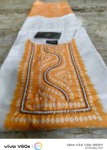 Elegant Orange & White Bandhani Kurta