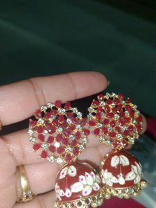 Designer Jhumka Earrings with Stones