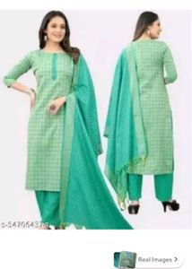 Elegant Mint Green Checked Kurta Set