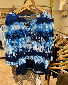 Blue Tie-Dye Tunic Top