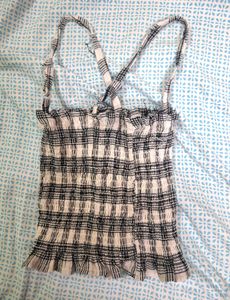Trendy Plaid Smocked Tube top