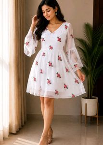 New White Embroidered Blouse