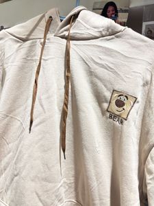 Beige 'Bear' Graphic Hoodie