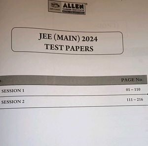 Allen JEE (Main) 2024 Test Papers - English