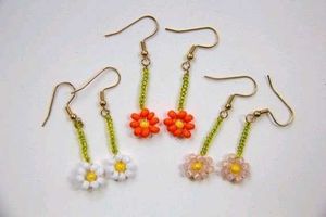 Handmade Beaded Flower Drop Earrings